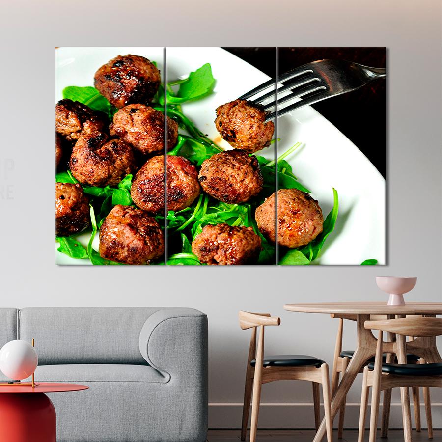 Настенний декор Мясные фрикадельки и свежая рукола 128x81 см (A407-3)