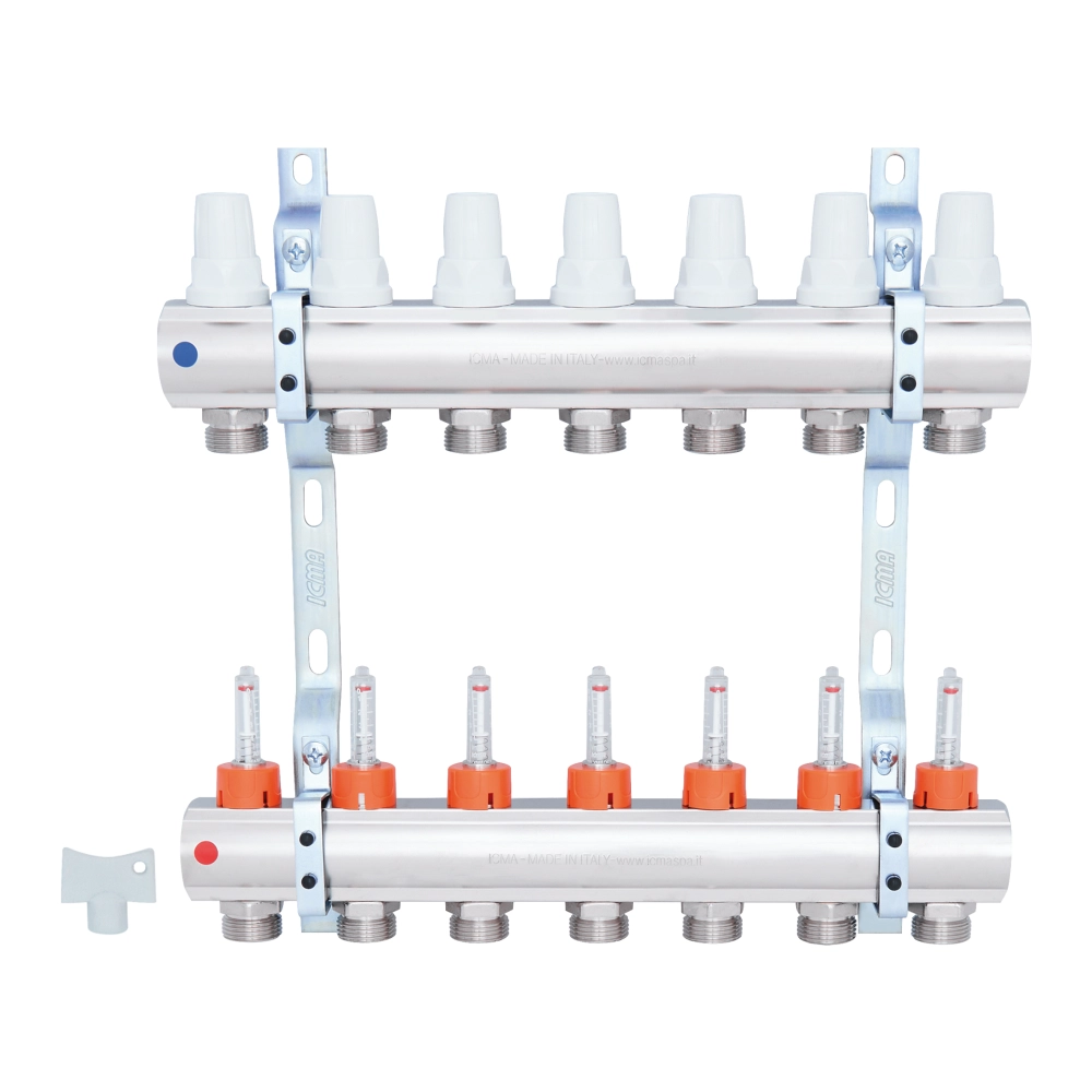 Коллектор Icma К013 с расходомерами 7 контуров 1" (S11499_00005242) - фото 2