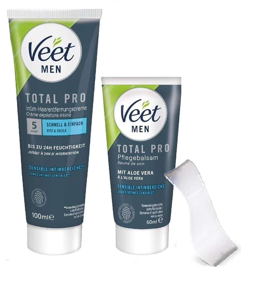 Комплекс для депіляції інтимних зон чоловічий Veet Men Total Pro Intima Kit de Crema Depilación крем для видалення волосся 100 мл і бальзам після видалення волосся 50 мл - фото 3