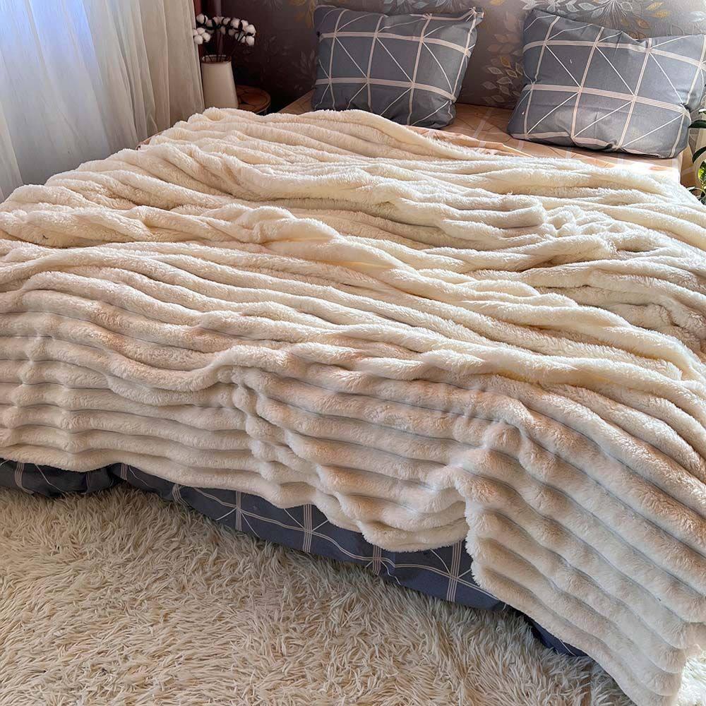 Плед широка смужка 200х230 см Молочний (Д-Mpled003/2-09) - фото 1