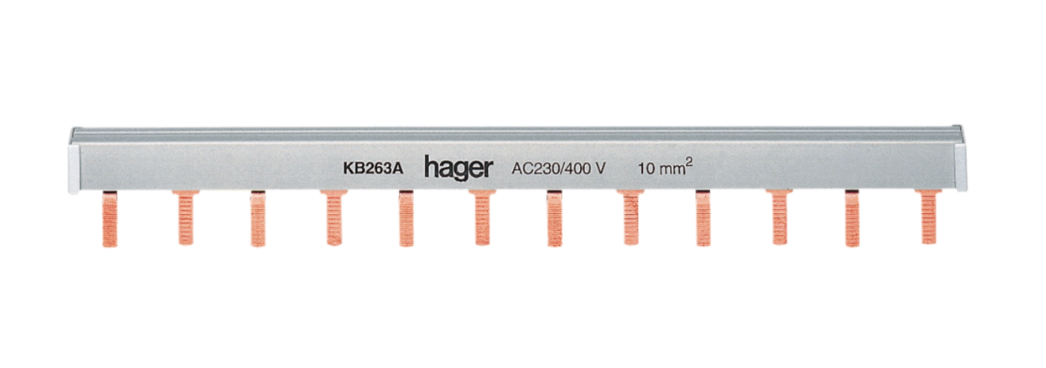 Шина Hager KB263A гребенчатая 2P 10 кв. мм 12M (000012433)