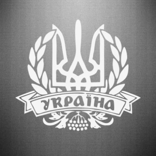 Наклейка Венок с гербом Украины 40x35,6 см Белый (21560955)