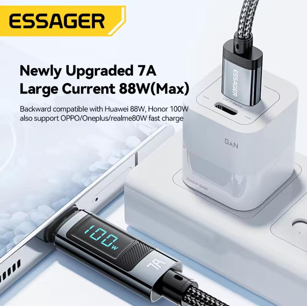 Кабель Essager USB Type-C Fast Charge 100W 7A с дисплеем 2 м (25397253) - фото 6
