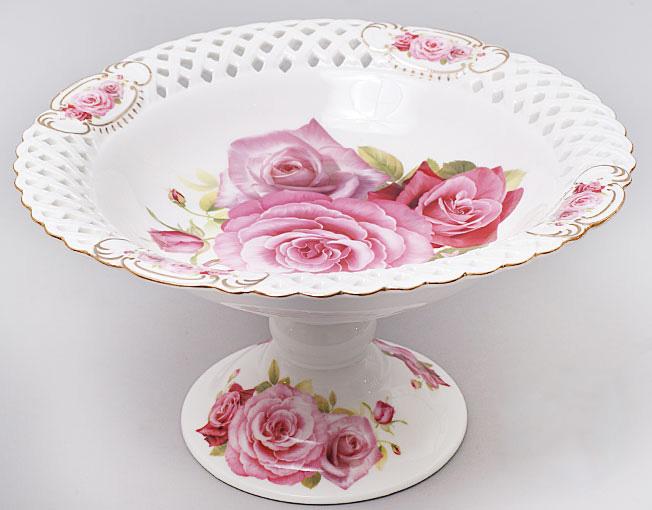 Блюдо на ноге Букет роз Ø30см, высота 16 см (BD-222-175) - фото 1 Блюдо на ноге Букет роз Ø30см, высота 16 см (BD-222-175) - фото 1