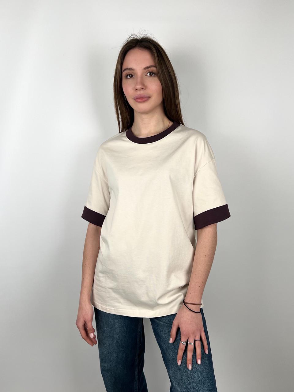 Футболка женская хлопковая Le Chat OS Бежевый (#25017-03) - фото 6 Футболка женская хлопковая Le Chat OS Бежевый (#25017-03) - фото 6