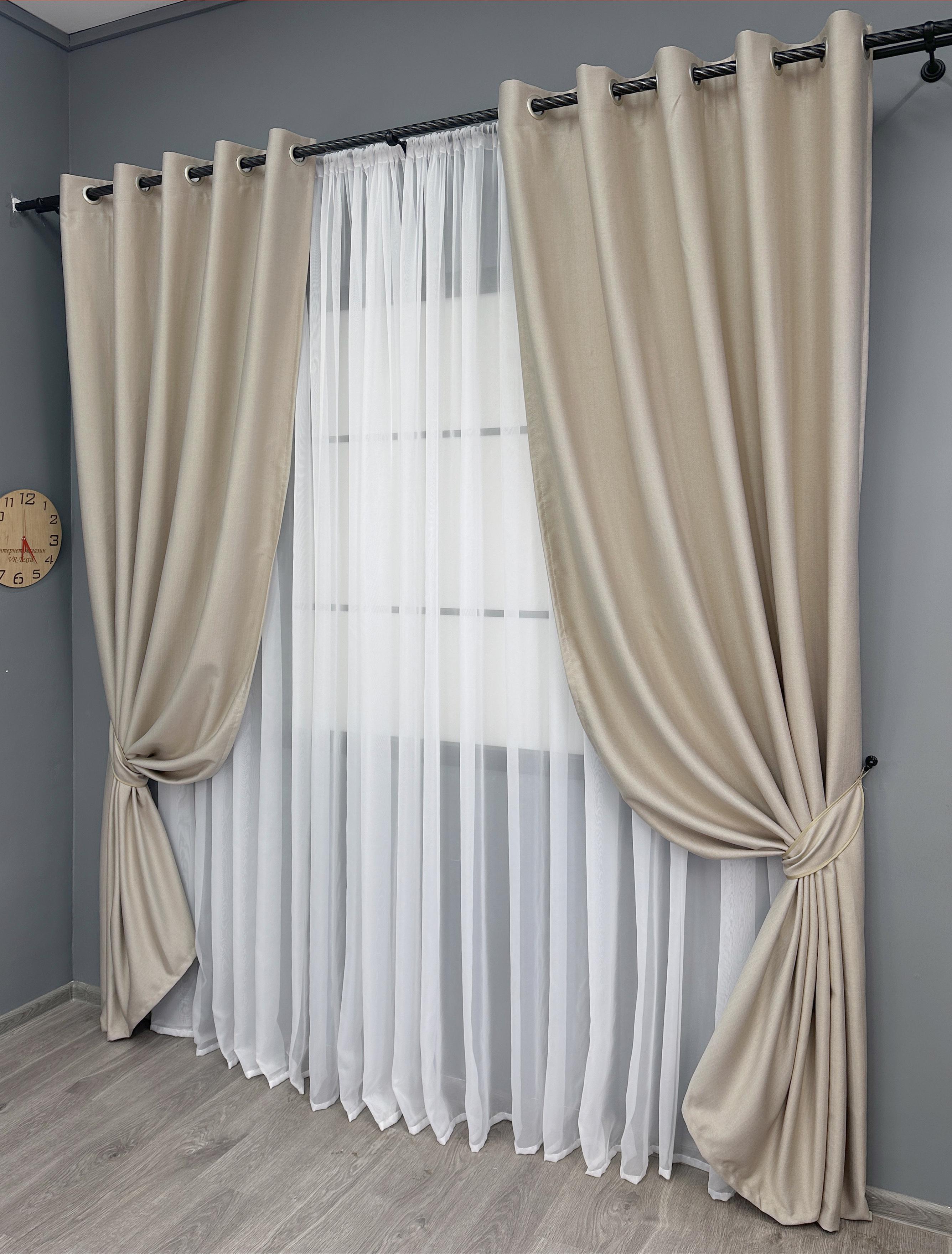 Комплект штор на люверсах VR-Textil Шенил однотонный № 1691ш 150х250 см 2 шт. Бежевый (37-0241) - фото 2 Комплект штор на люверсах VR-Textil Шенил однотонный № 1691ш 150х250 см 2 шт. Бежевый (37-0241) - фото 2