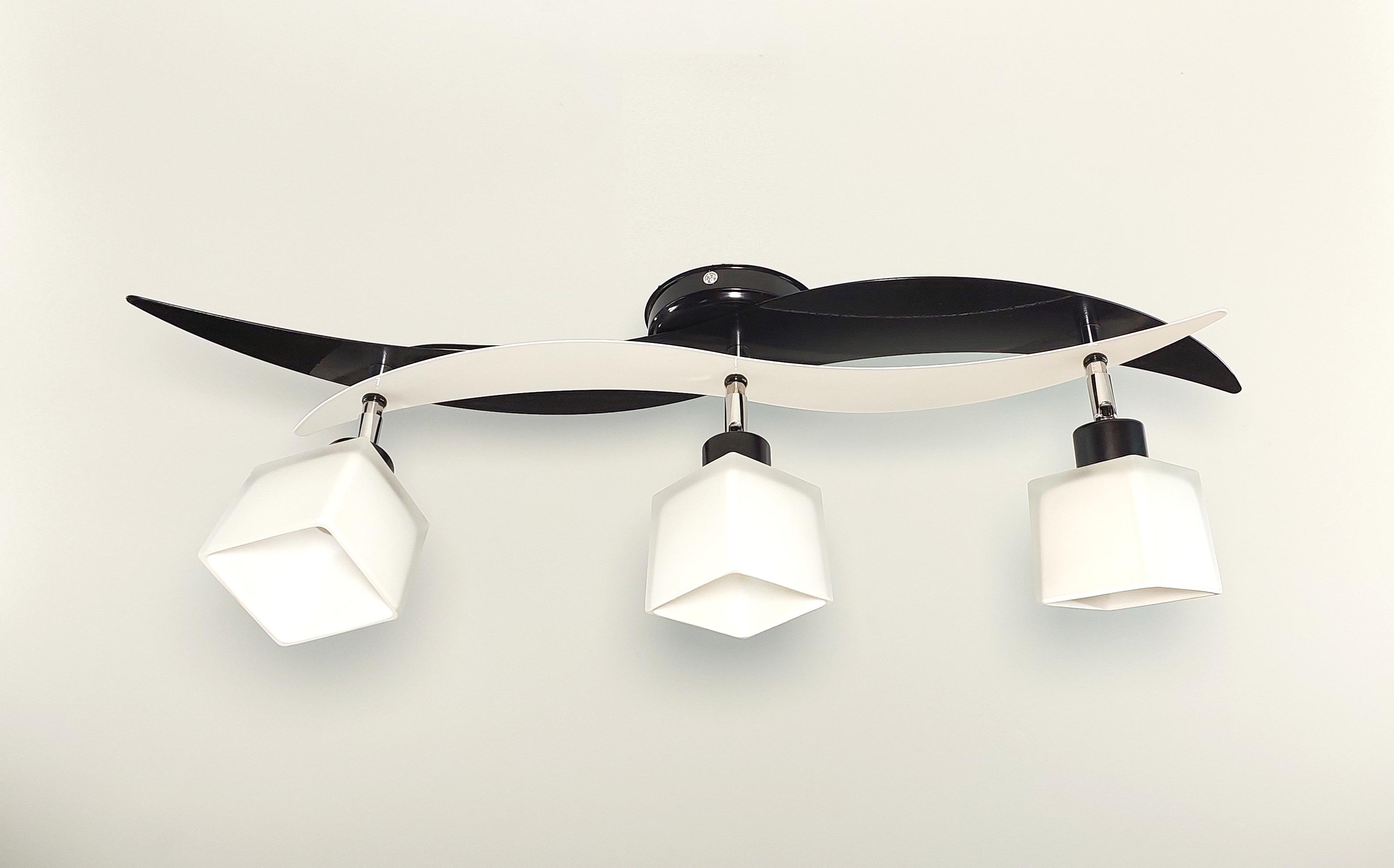 Люстра потолочная 8008/3 на три поворотных плафона металлическая Черный/Белый - фото 2 Люстра потолочная 8008/3 на три поворотных плафона металлическая Черный/Белый - фото 2