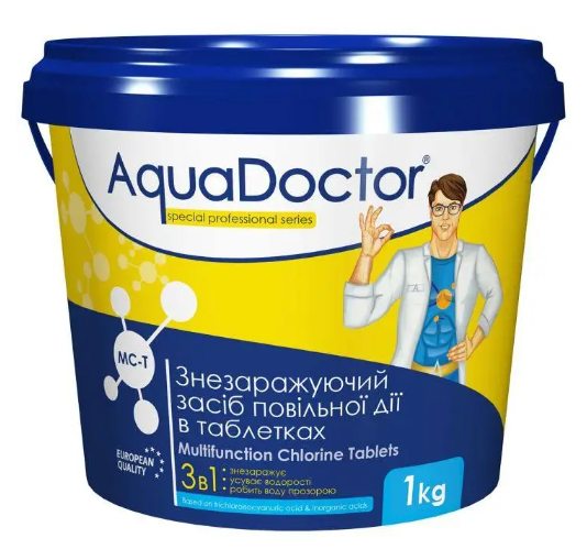 Хлор повільний AquaDoctor 3в1 MC-T 1 кг таблетки 20 г - фото 1