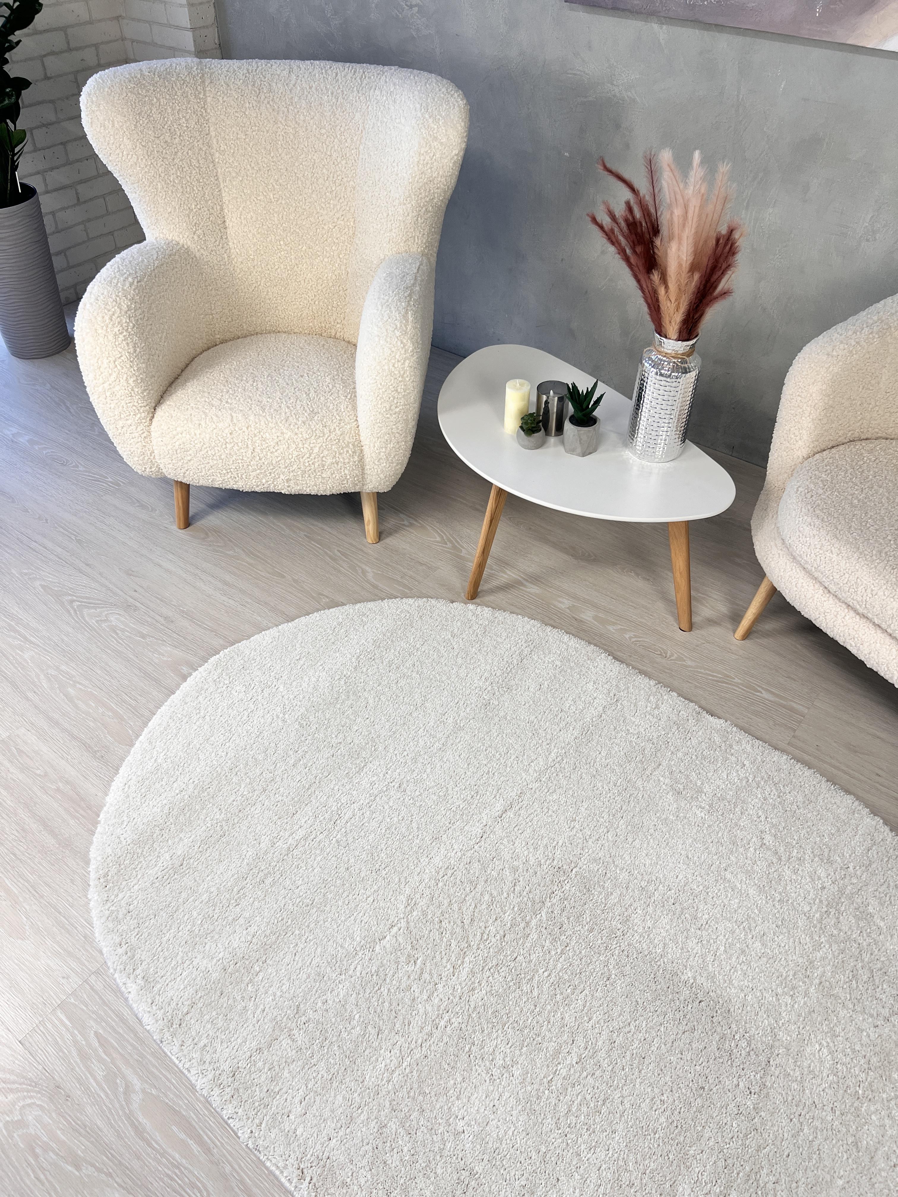 Пушистый ковер Super Softness шегги овал 80x150 см Кремовый/Белый (2144/F401RО8) - фото 5