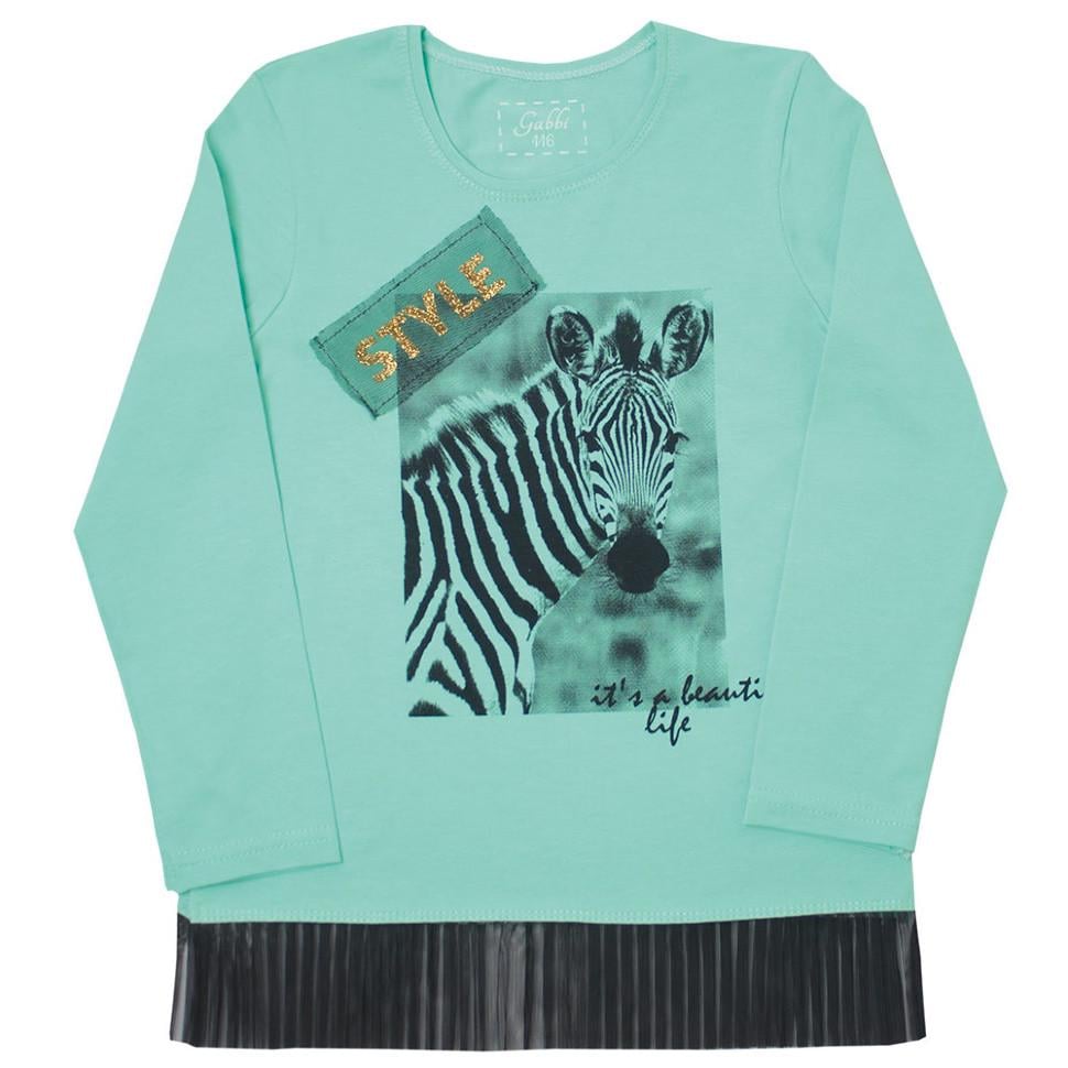 Футболка дитяча бавовняна з довгим рукавом для дівчинки Gabbi FT-19-08 Модняшка 116 см Ментоловий (11604)