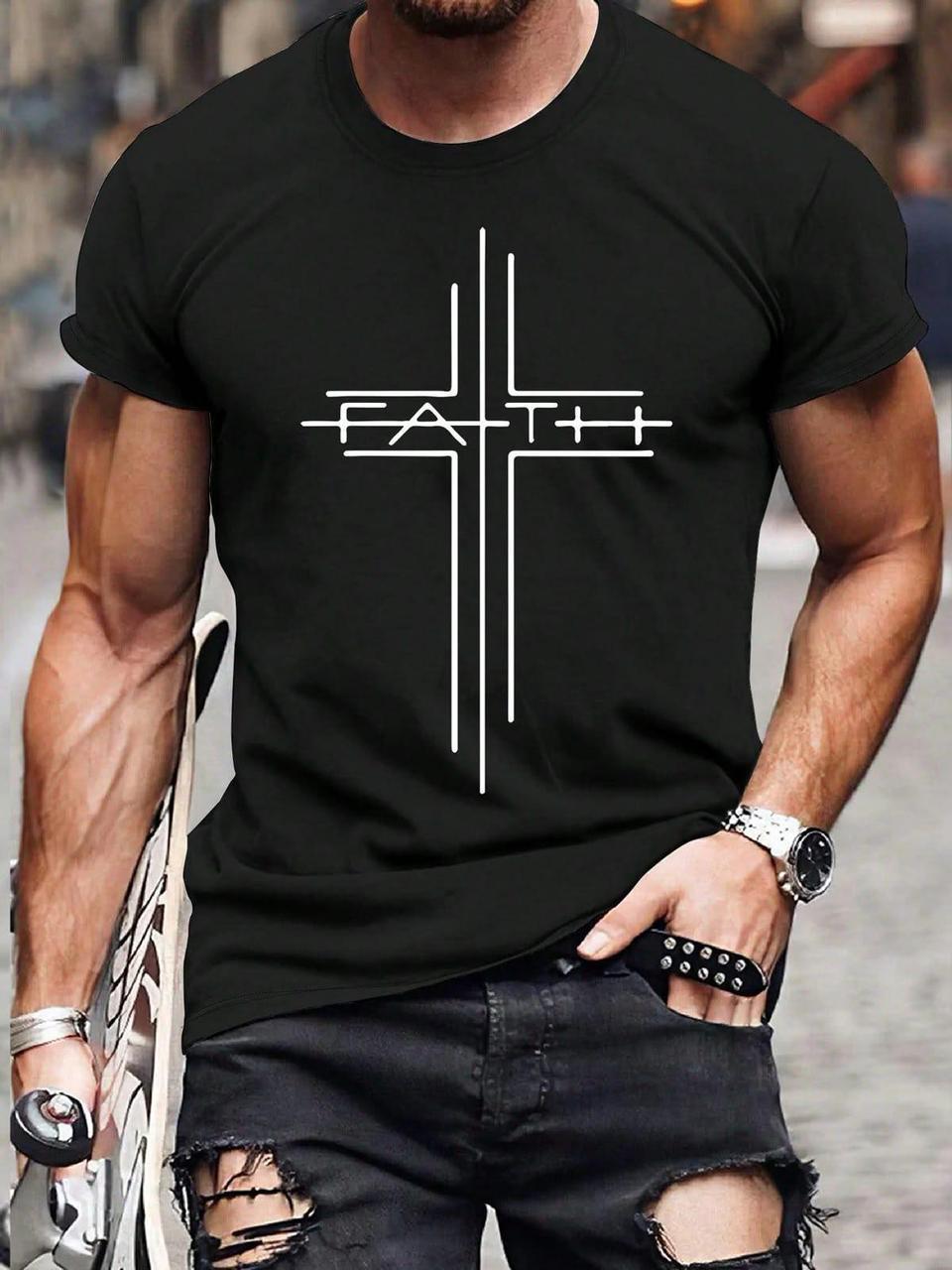 Футболка мужская с принтом Pin-000-636 повседневная XL Черный (2664093690)