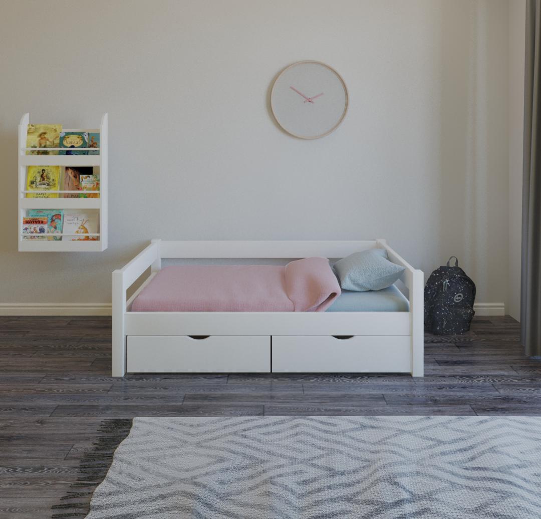 Ліжко дитяче односпальне Massiv Вінні 80х190 з двома ящиками Білий