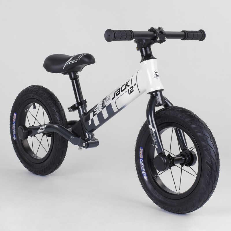 Біговел дитячий з алюмінієвою рамою і амортизатором Corso "Skip Jack" Black/White (98685)