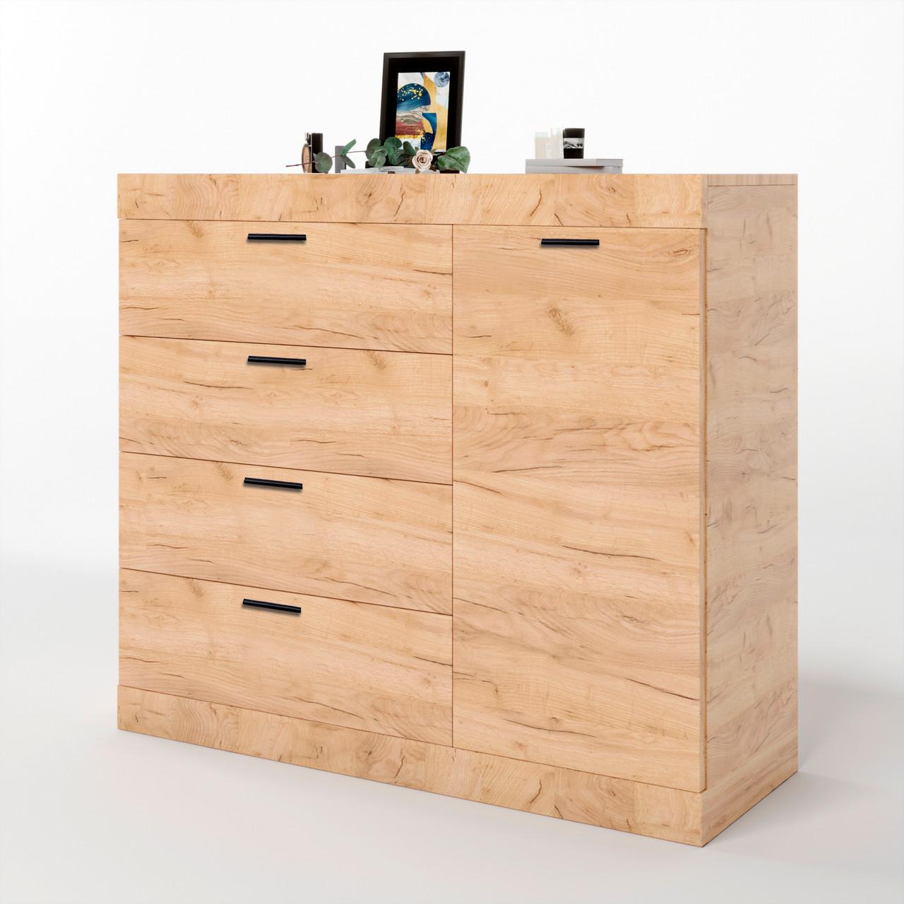 Комод Эверест Соната-5 в гостиную 105х38х94 см Дуб крафт золотой (EVR-2702)