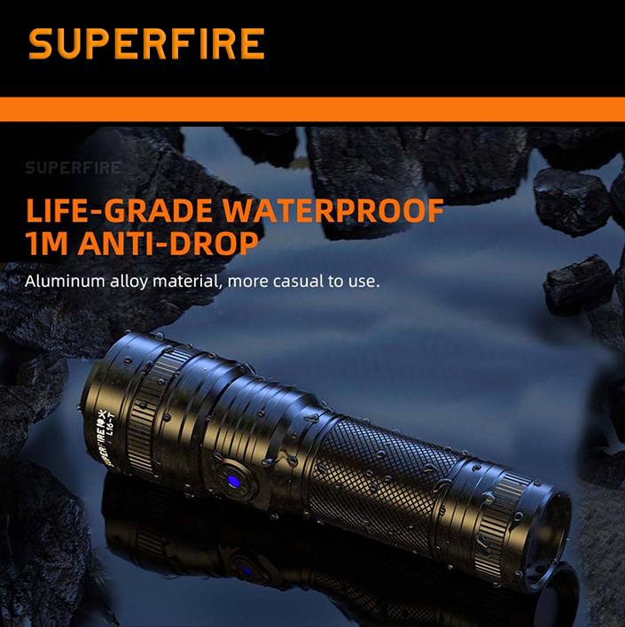 Ліхтар ручний акумуляторний SuperFire 900 Lm IP43 (L16-T) - фото 4