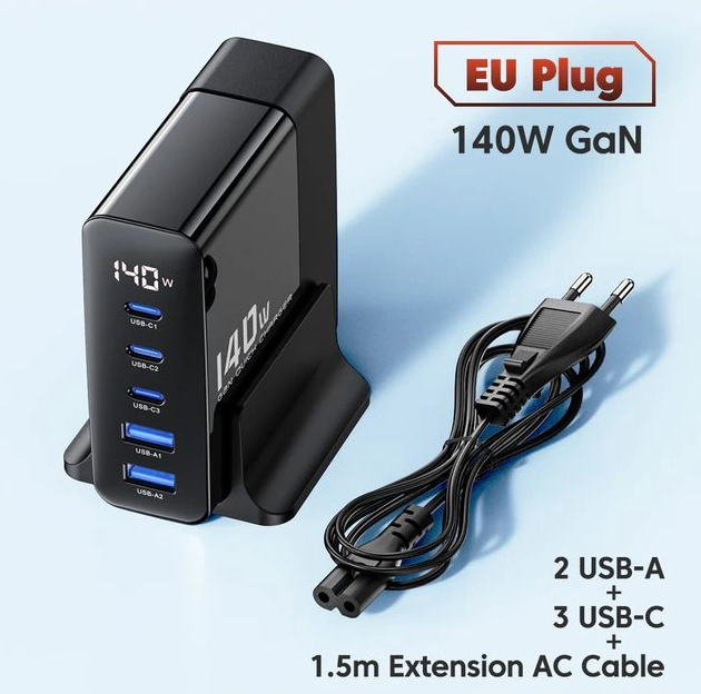 Зарядний пристрій Toocki Desktop Gan Charger 140W (1899894464) - фото 2