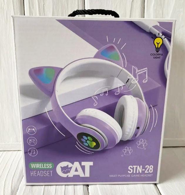 Наушники детские Cat Ear STN-28 Bluetooth с кошачьими светящимися ушками Сиреневый (2054095794) - фото 9