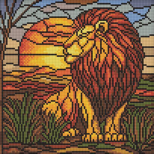 Алмазная мозаика Ideyka Витраж Лев 30x30 см (Id-AMO8334)
