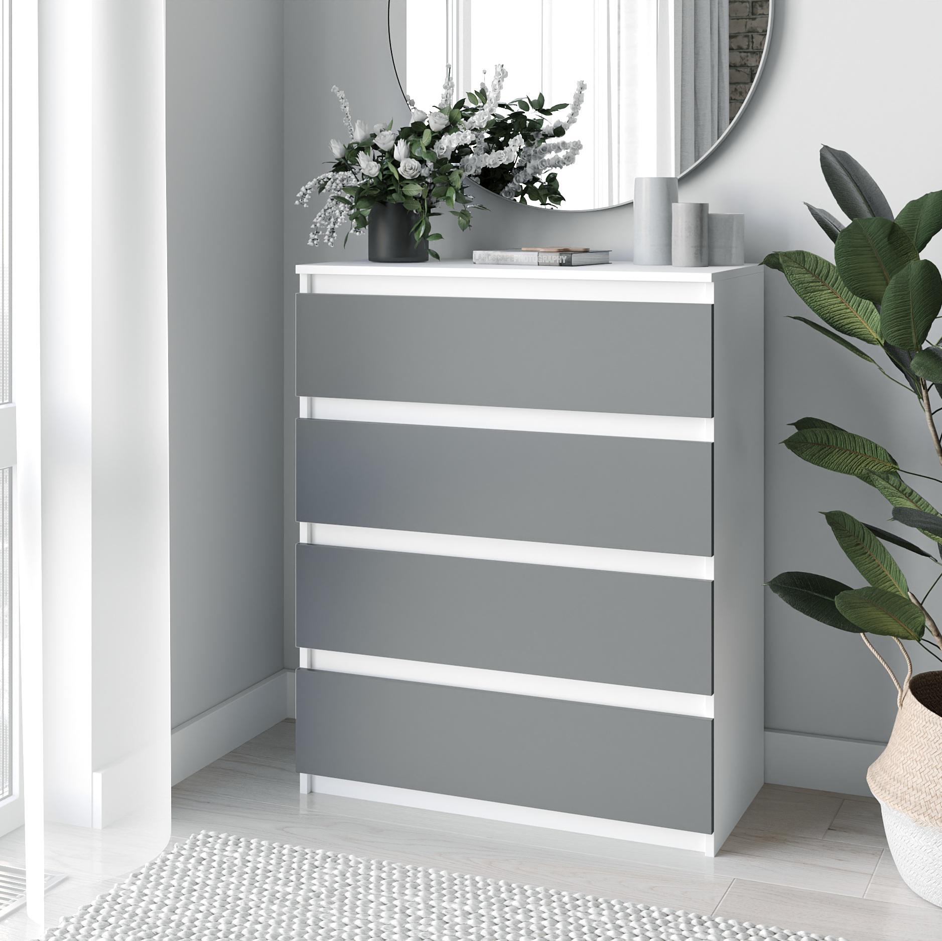 Комод для вітальні на 4 висувні ящики 800x1000x402 мм Білий/Антрацитовий (mt-215-wh-an)