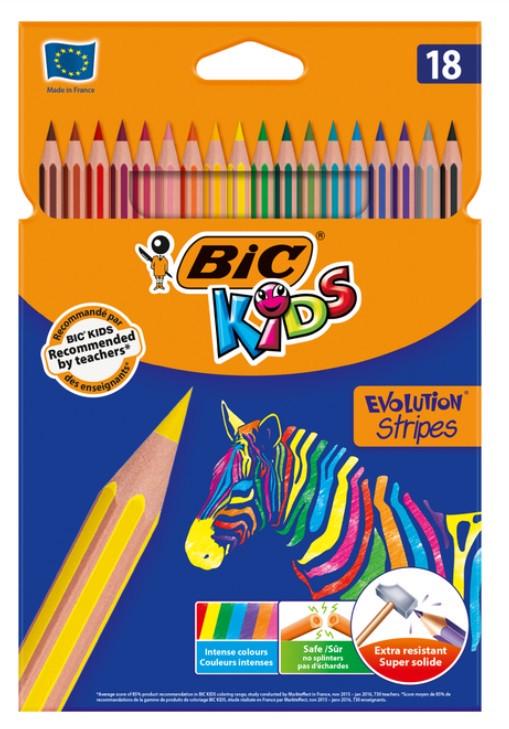 Олівці кольорові BIC Kids Evolution Stripes 18 шт. (2700688883) Олівці кольорові BIC Kids Evolution Stripes 18 шт. (2700688883)