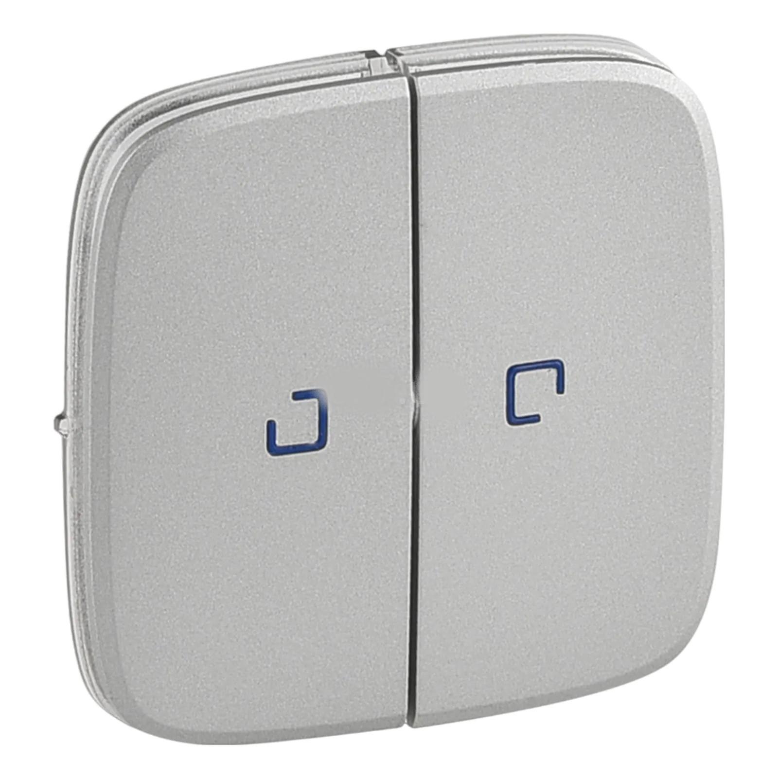 Лицевая панель выключателя Legrand Valena ALLURE 2 клавиши/с подсветкой Алюминий (755227)