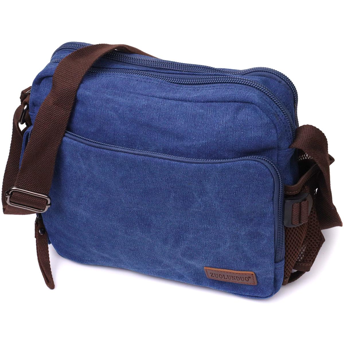 Мужская сумка-мессенджер Vintage Bag 22207 из плотного текстиля Синий