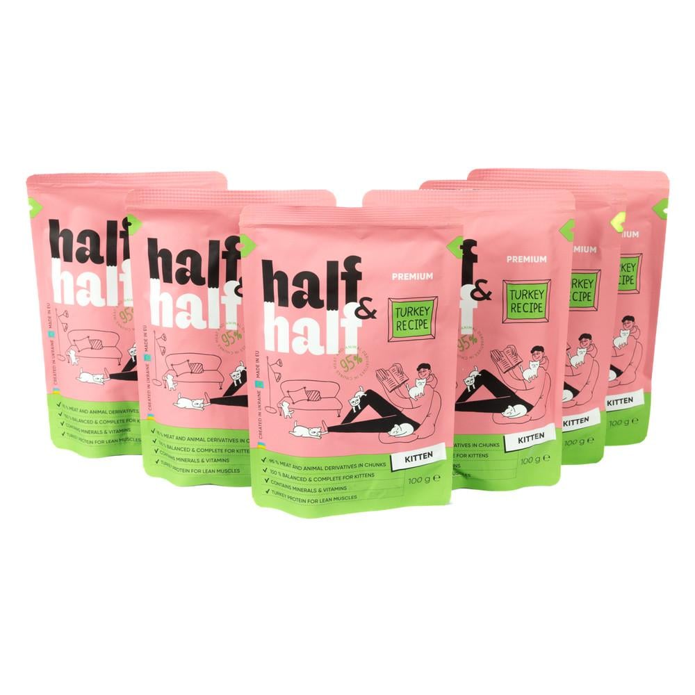 Набор паучей HalfHalf 5+1 для котят индейка в желе (34806748)