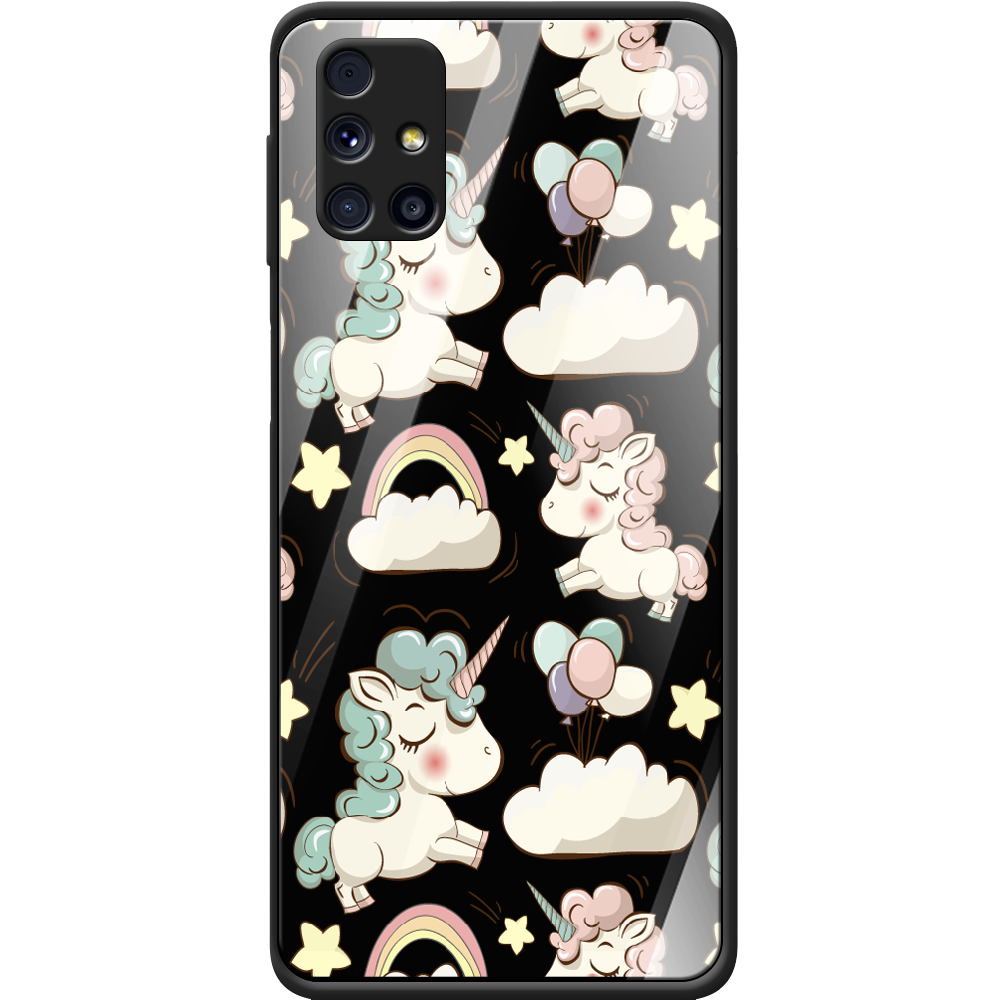 Чехол Boxface Samsung M317 Galaxy M31s Unicorns Черный силикон со стеклом (40942-cc2-41115)