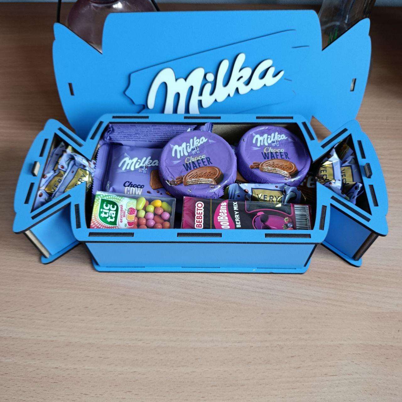 Бокс милка с конфетами для девушки/ребенка на день рождения/новый год/рождество/день влюбленных (ar292) - фото 3 Бокс милка с конфетами для девушки/ребенка на день рождения/новый год/рождество/день влюбленных (ar292) - фото 3