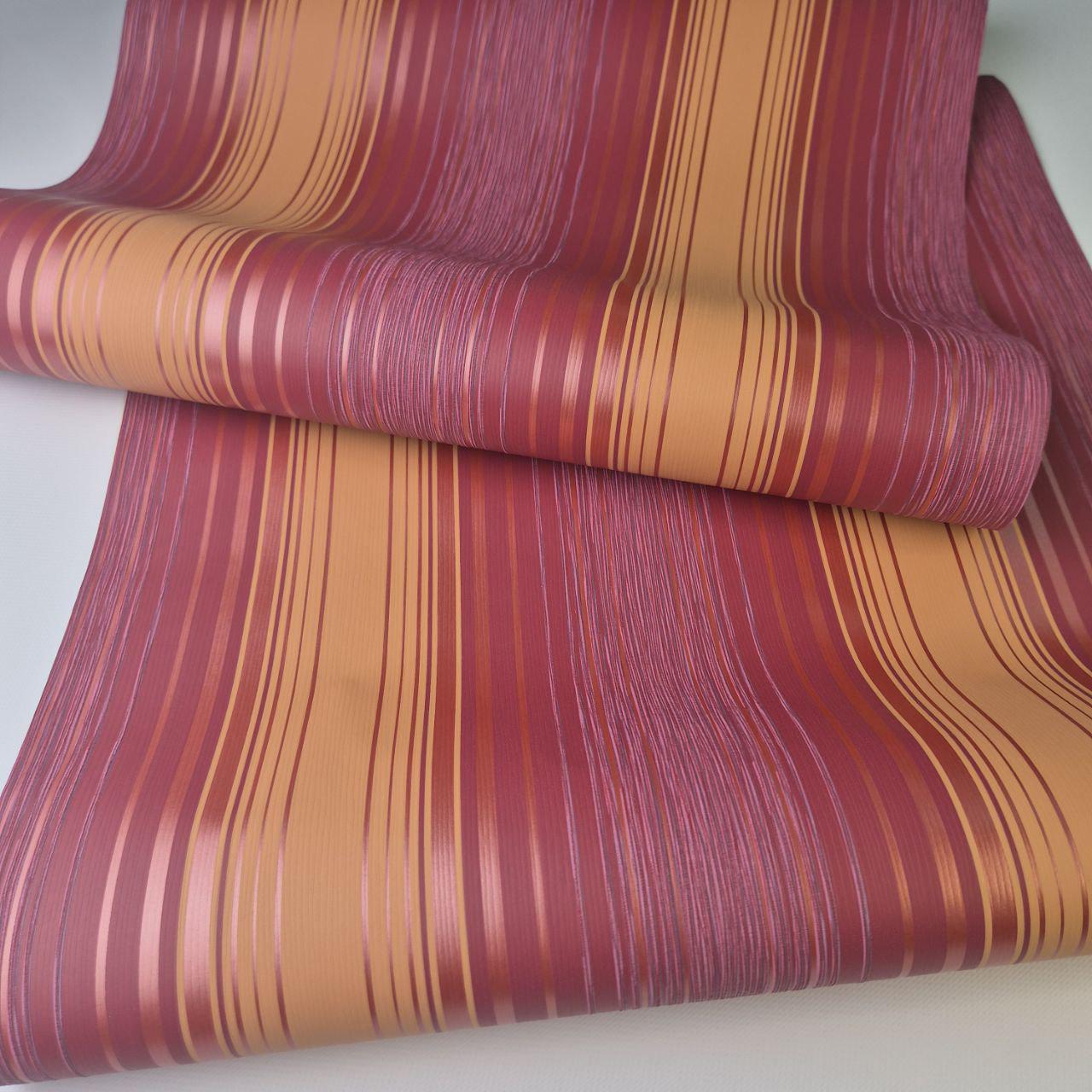 Обои виниловые Marburg Homestory в полоску для спальни/гостиной/кухни 10,05x0,53 м Красно-оранжево-розовый (54623)