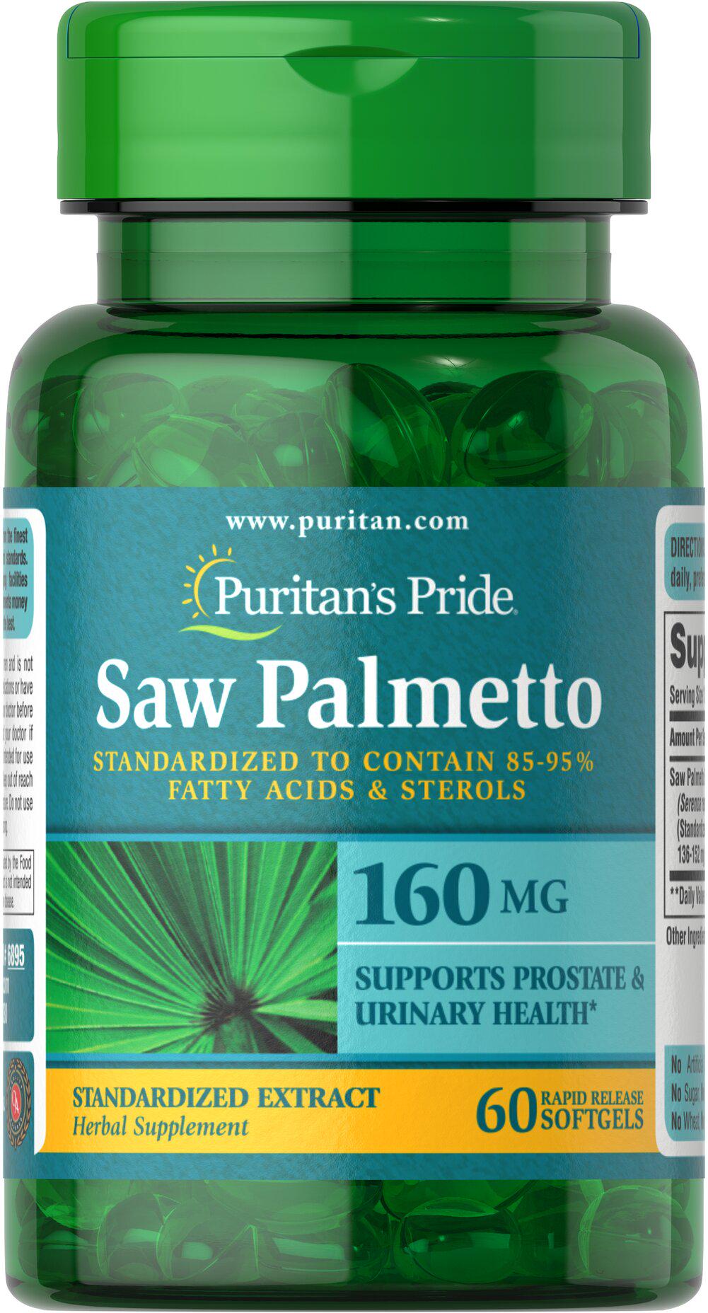 Екстракти ягід сереноа Puritan's Pride Saw Palmetto Extract 160 мг 60 Caps