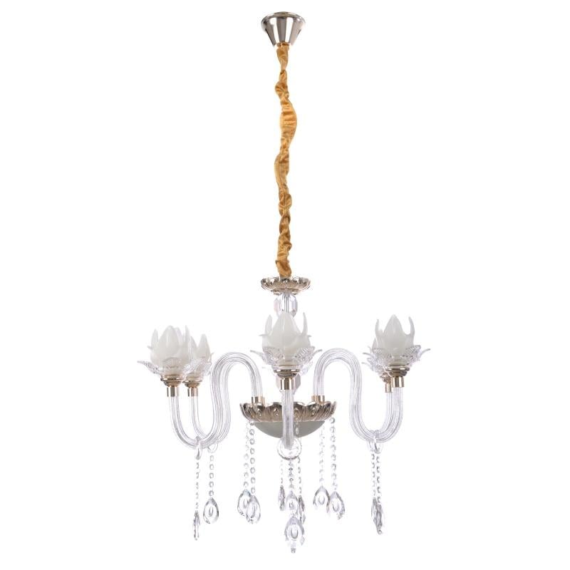 Люстра свеча подвесная хрустальная с подсветкой Brille BCL-499S/6 флористика