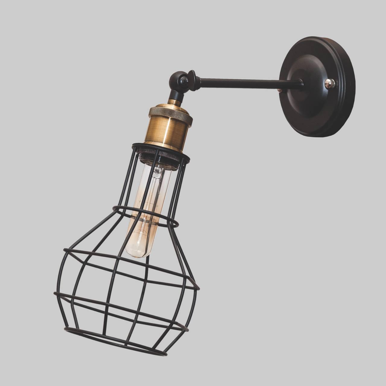 Бра с патроном и плафоном Черный/Медный (56-WPR1618F2-1 ВК)