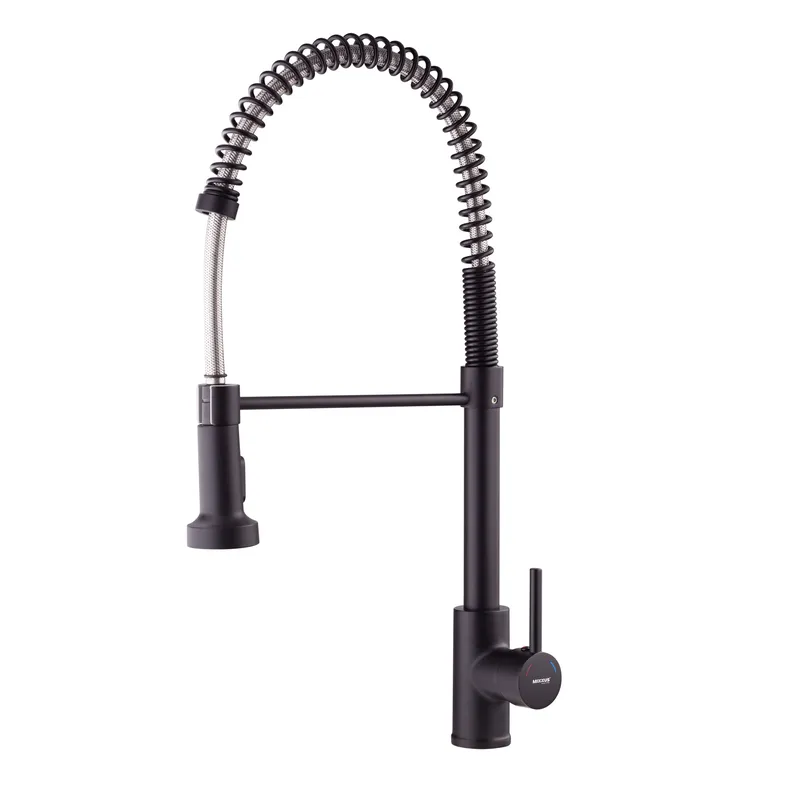 Смеситель для кухни MIXXUS Premium SPRING 017 с пружинным изливом Черный (OL-MI6951)
