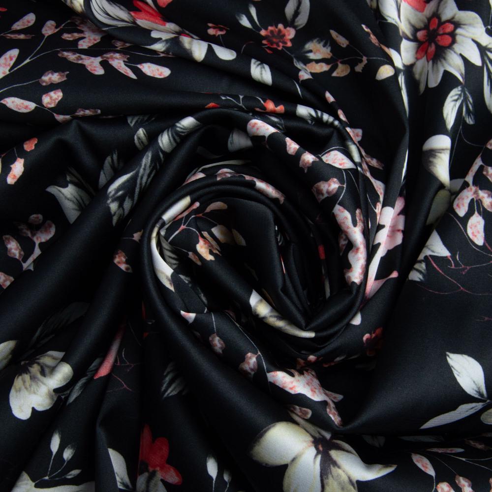 Ткань плательная атлас шелк джуна чорна