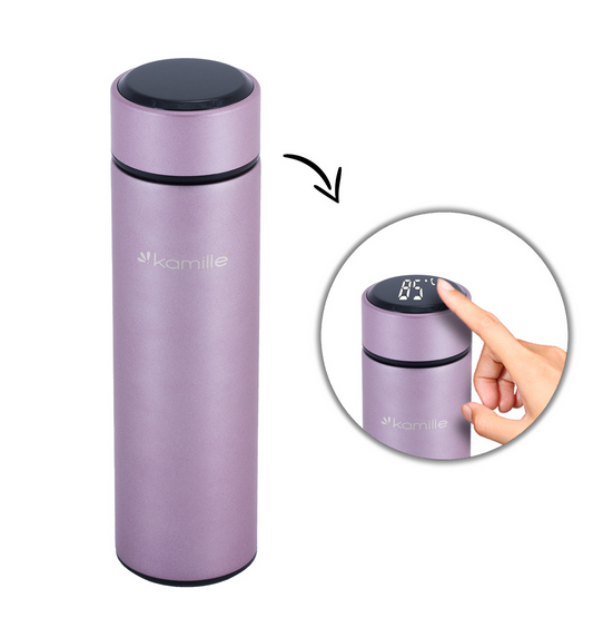 Термос Kamille з нержавіючої сталі з датчиком температури 400 мл Рожевий (14897048) - фото 5 Термос Kamille з нержавіючої сталі з датчиком температури 400 мл Рожевий (14897048) - фото 5