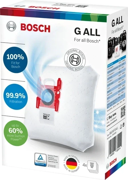 Набір мішків Type G ALL BBZ41FGALL для пилососа Bosch 17000940 (849405551) Набір мішків Type G ALL BBZ41FGALL для пилососа Bosch 17000940 (849405551)