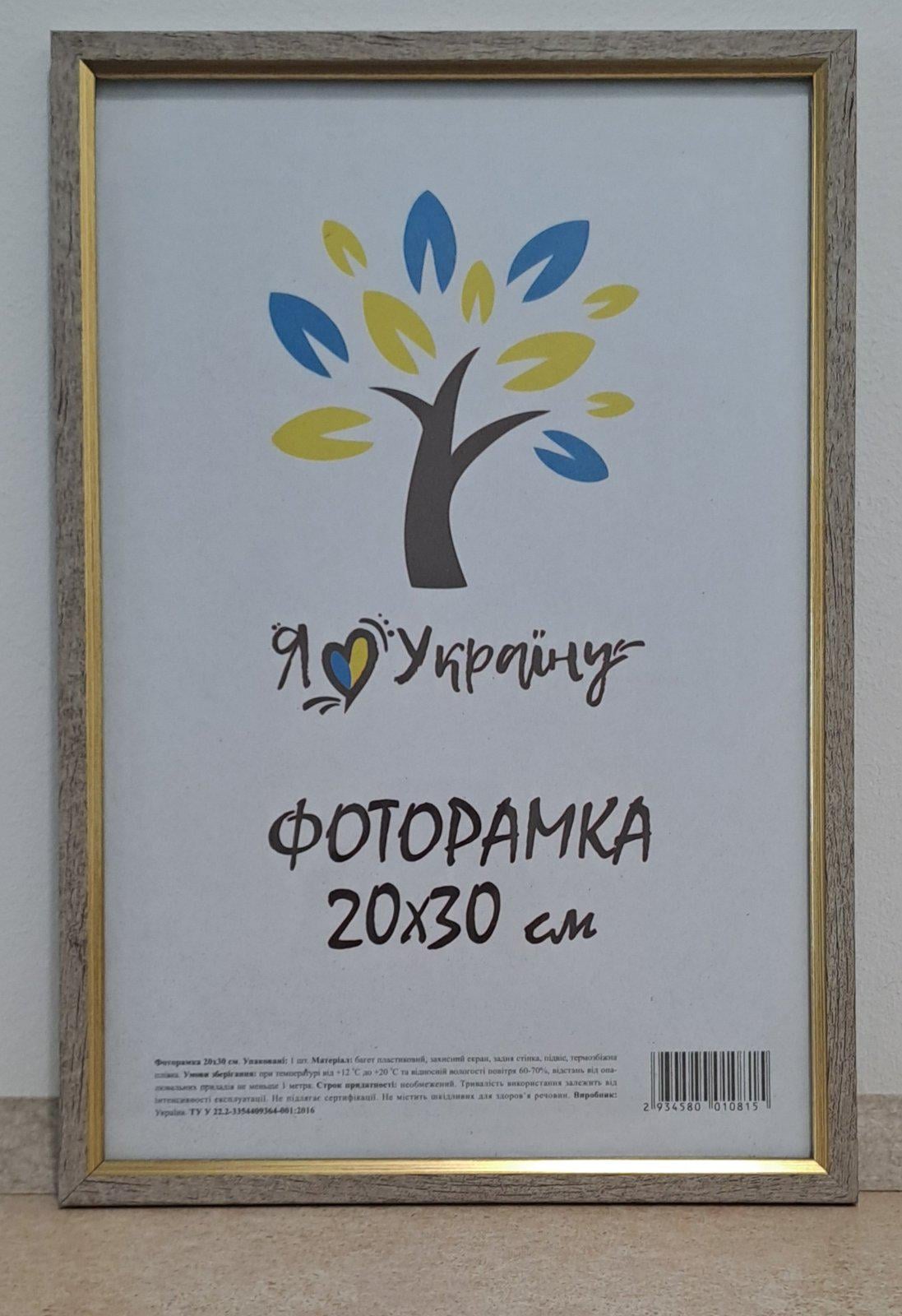 Фоторамка Uaframe 1210-05118-1 стекло/картон 20х30 см Светлое дерево с золотой вставкой (28583360)