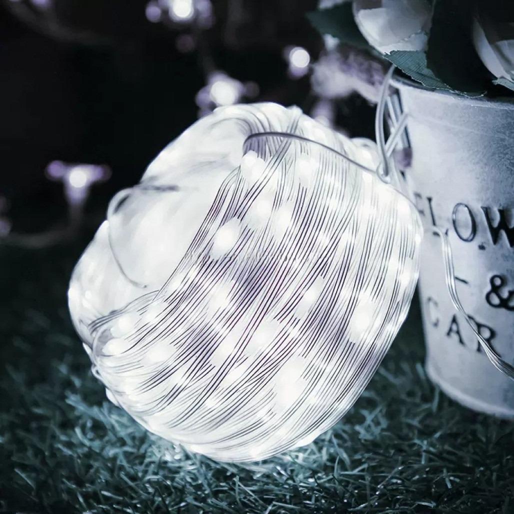 Гирлянда светодиодная нить Роса Люкс с пультом от USB и сети 220V 100 LED 8 режимов IP65 10 м Белый - фото 1 Гирлянда светодиодная нить Роса Люкс с пультом от USB и сети 220V 100 LED 8 режимов IP65 10 м Белый - фото 1