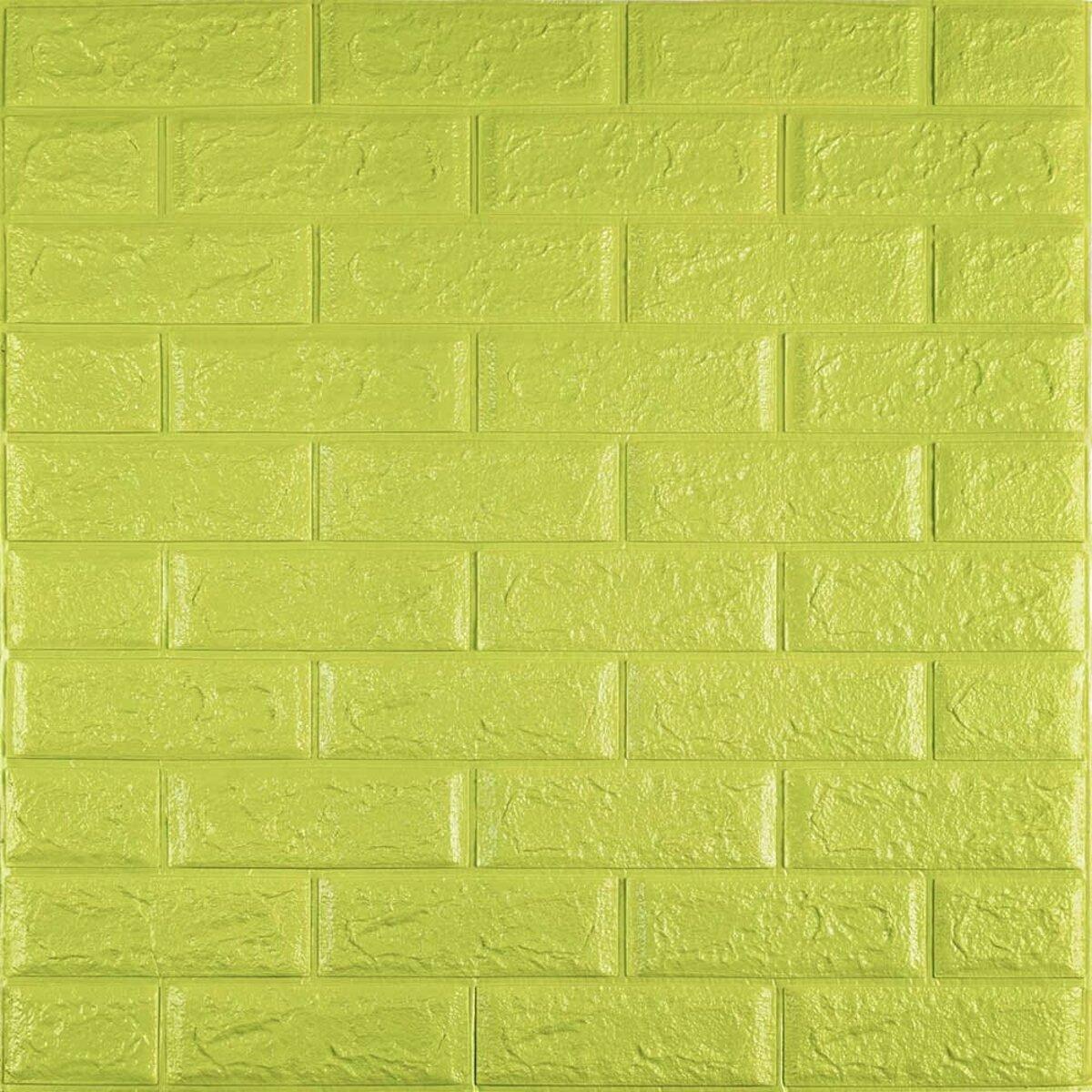 3D-панель Кирпич флуоресцентный на самоклеющейся основе 700х770х5 мм Зеленый (SW-00001331)
