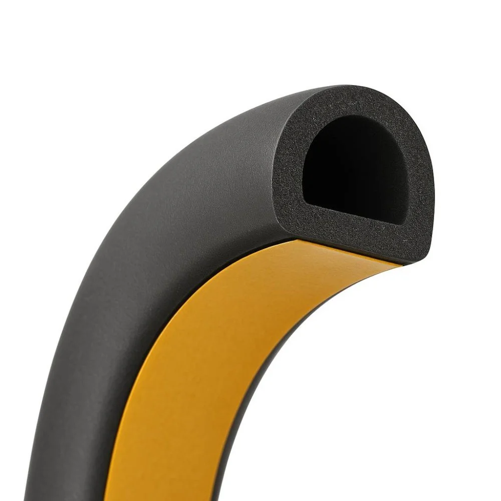 Ущільнювач самоклеючий D профіль 9x7,5 см каучуковий для вікон та дверей одинарний 1 м Чорний (UD1099) - фото 2