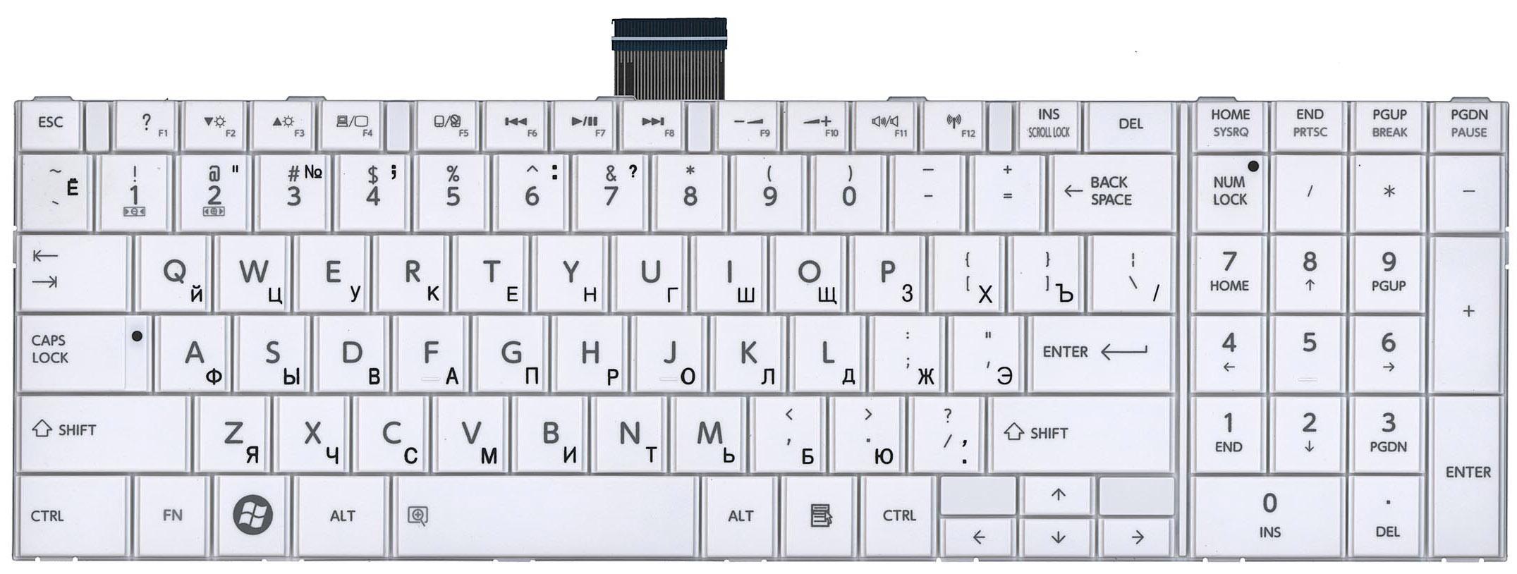 Клавиатура для ноутбука Toshiba Satellite C850/C855/C870 White