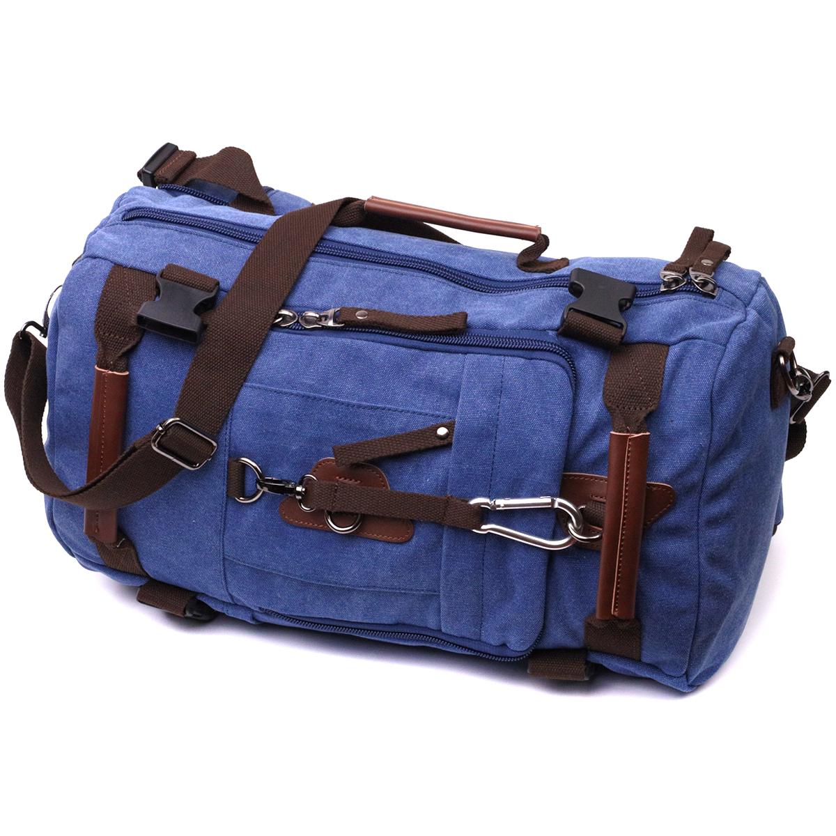 Рюкзак-трансформер Vintage Backpack 22159 из плотного текстиля Синий