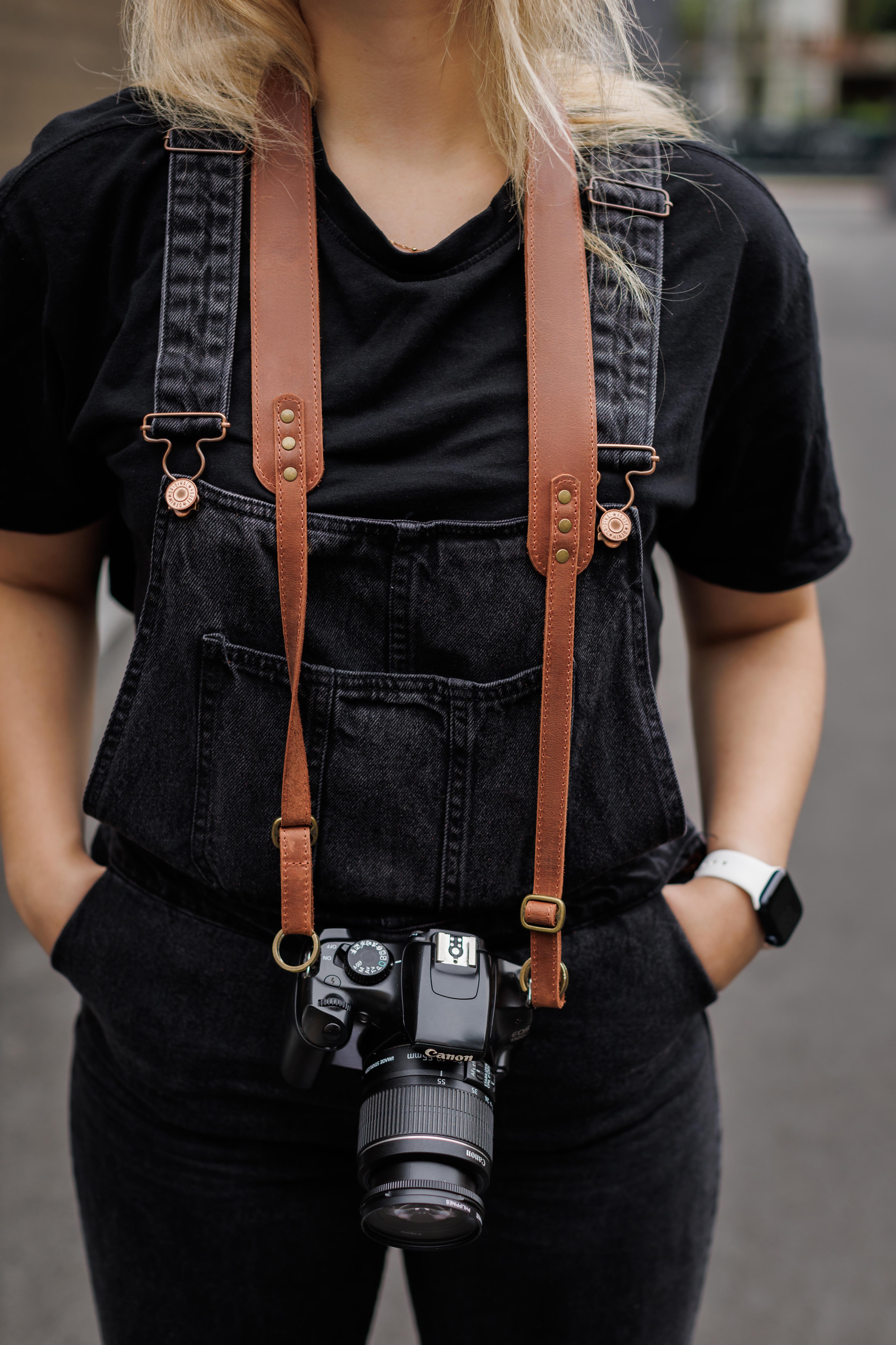Ремінь шкіряний із підкладкою для фотокамери з персоналізацією Коричневий (12204)