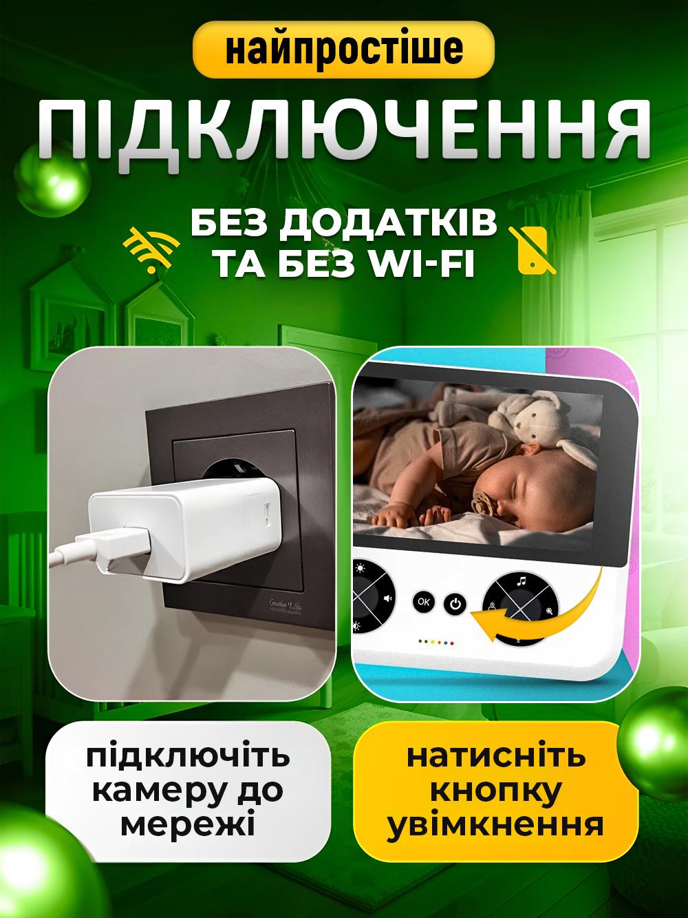 Видеоняня беспроводная радионяня с двухсторонней связью Andowl Q-SX601X1 4,3" Белый (5b03fbac) - фото 5