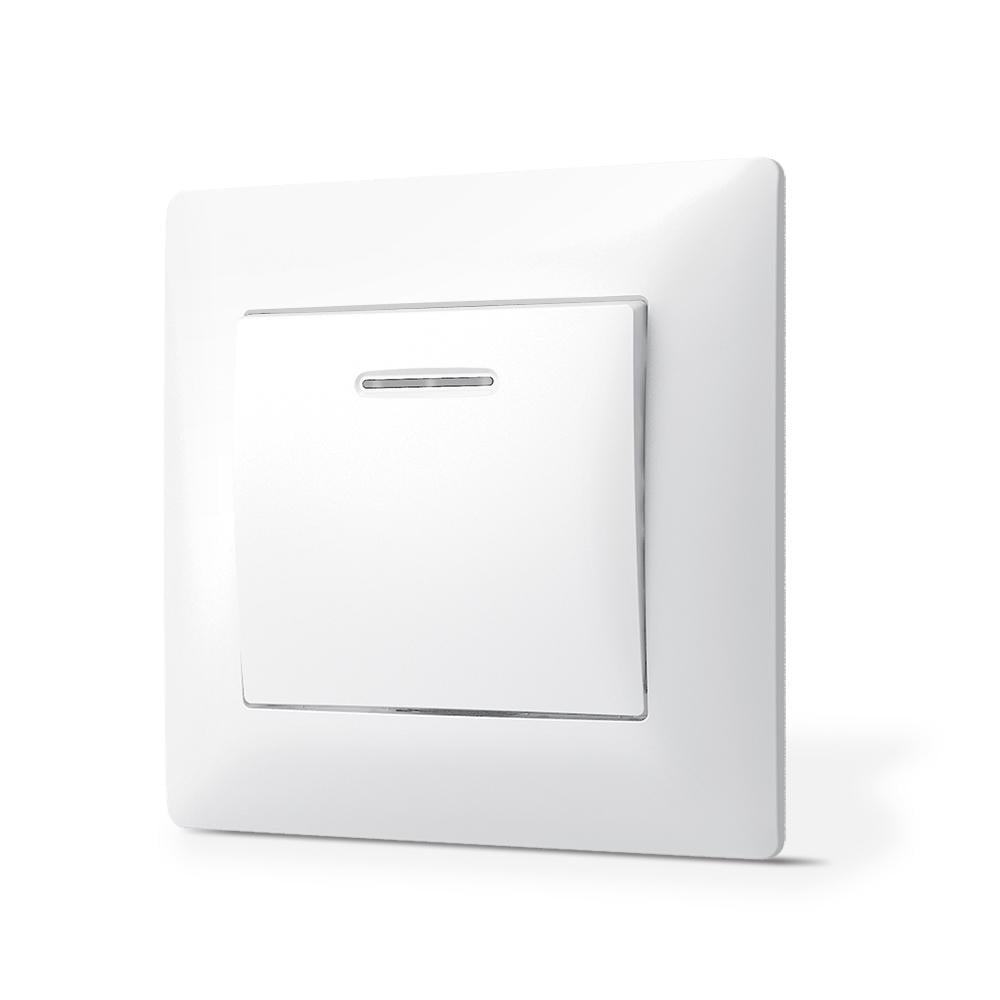 Выключатель одноклавишный TITANUM Standard с подсветкой Белый (12629)