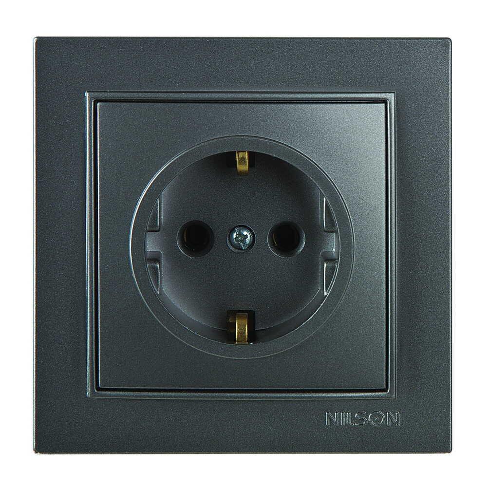 Розетка Nilson Thor одинарная с заземлением Антрацит (27161017)