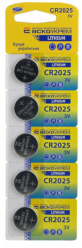 Батарейка-таблетка літієва АСКО-УКРЕМ CR2025 BP5 5 шт. (29924426)