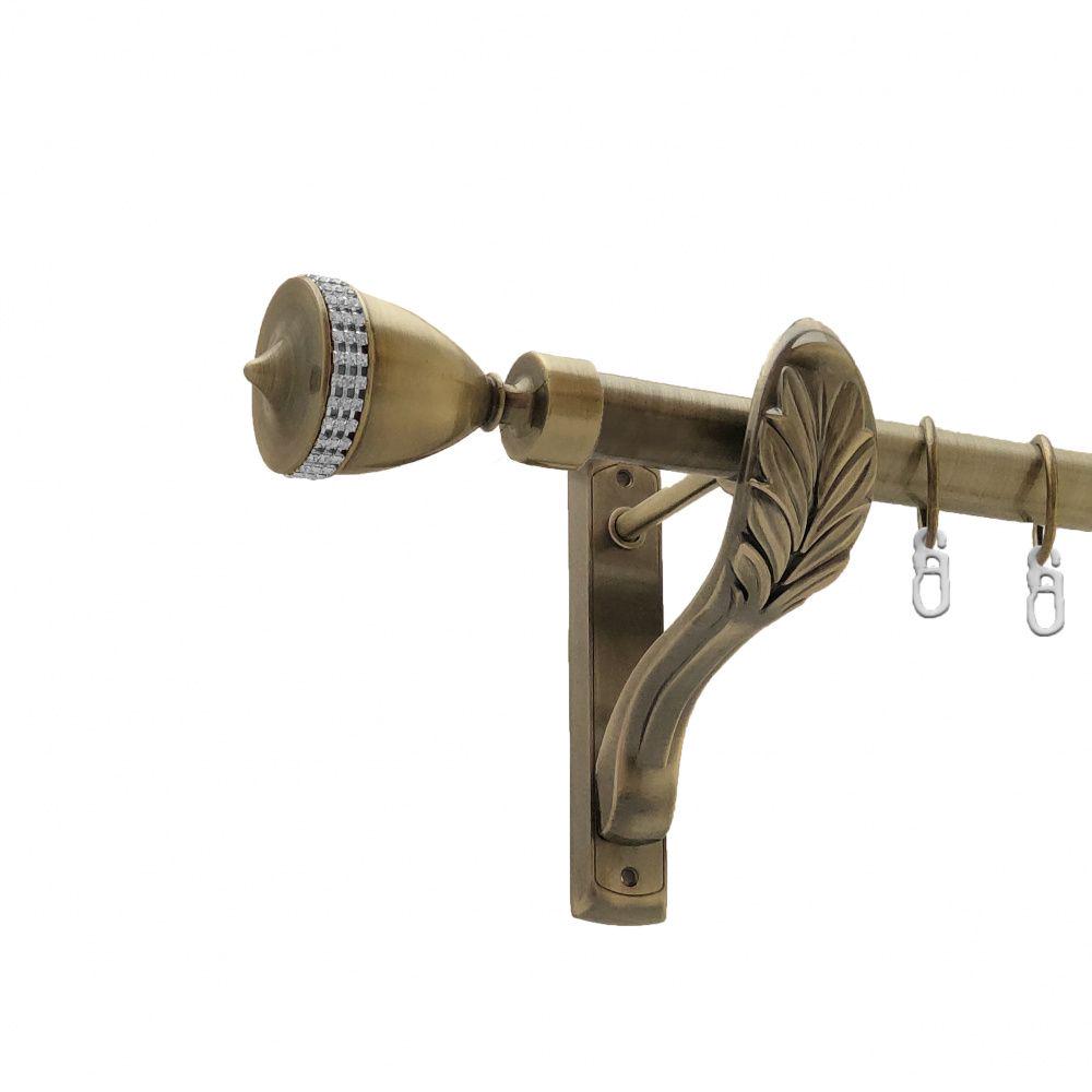 Карниз металлический Orvit Этерния однорядная ретро/гладкая труба/кольцо металлическое Антик 25 мм 160 см (4224673)