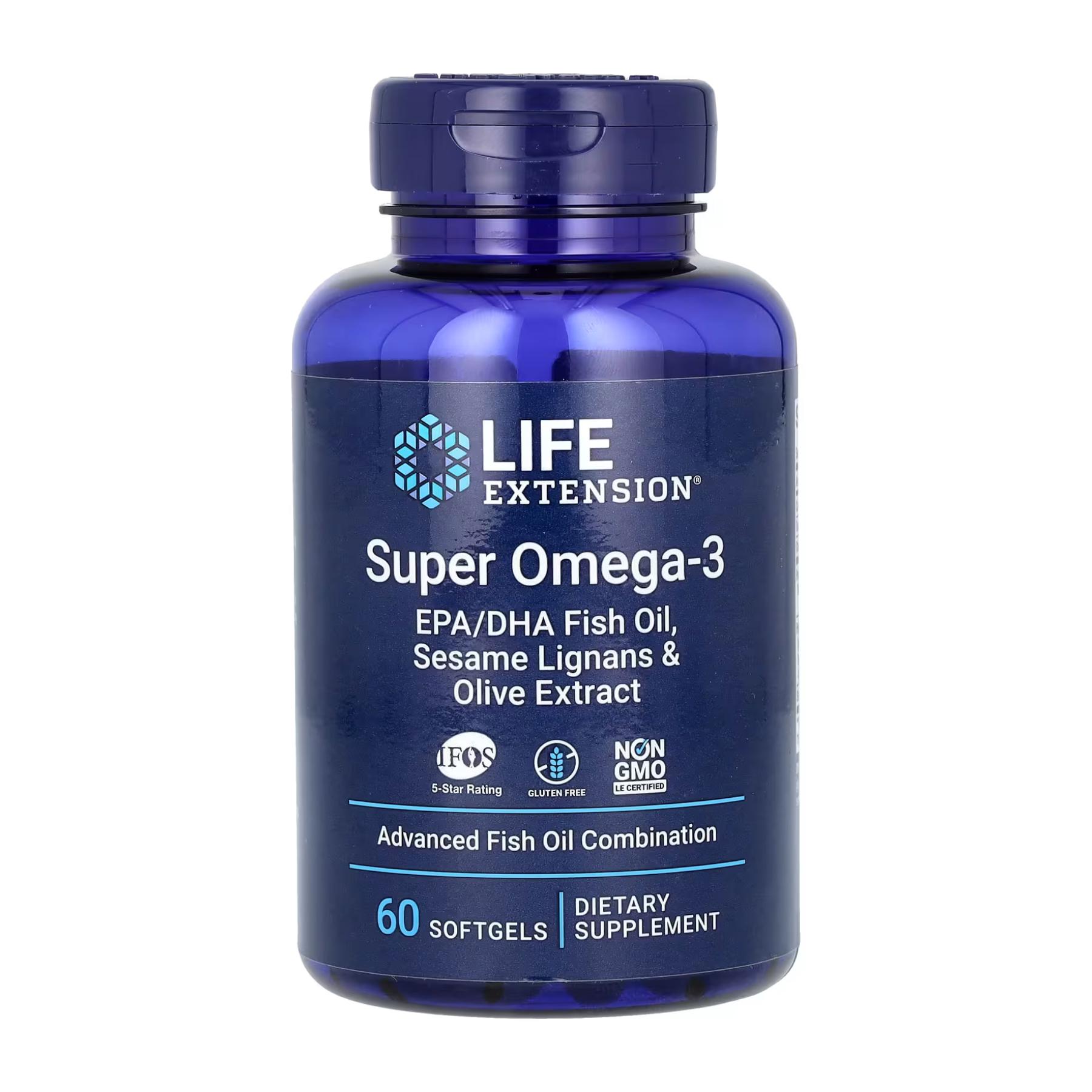 Добавка Super Omega-3 EPA/DHA Fish Oil Sesame Lignans & Olive Extract 60 softgels (2022-10-1939)
